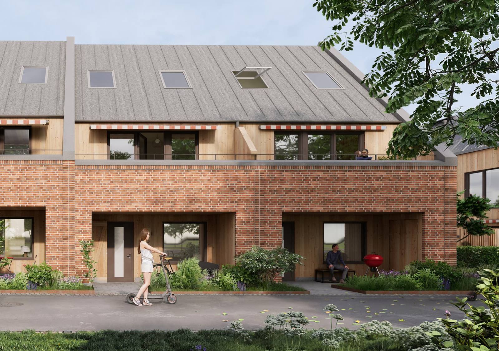 Radhusens entréer och terrasser mot gatan